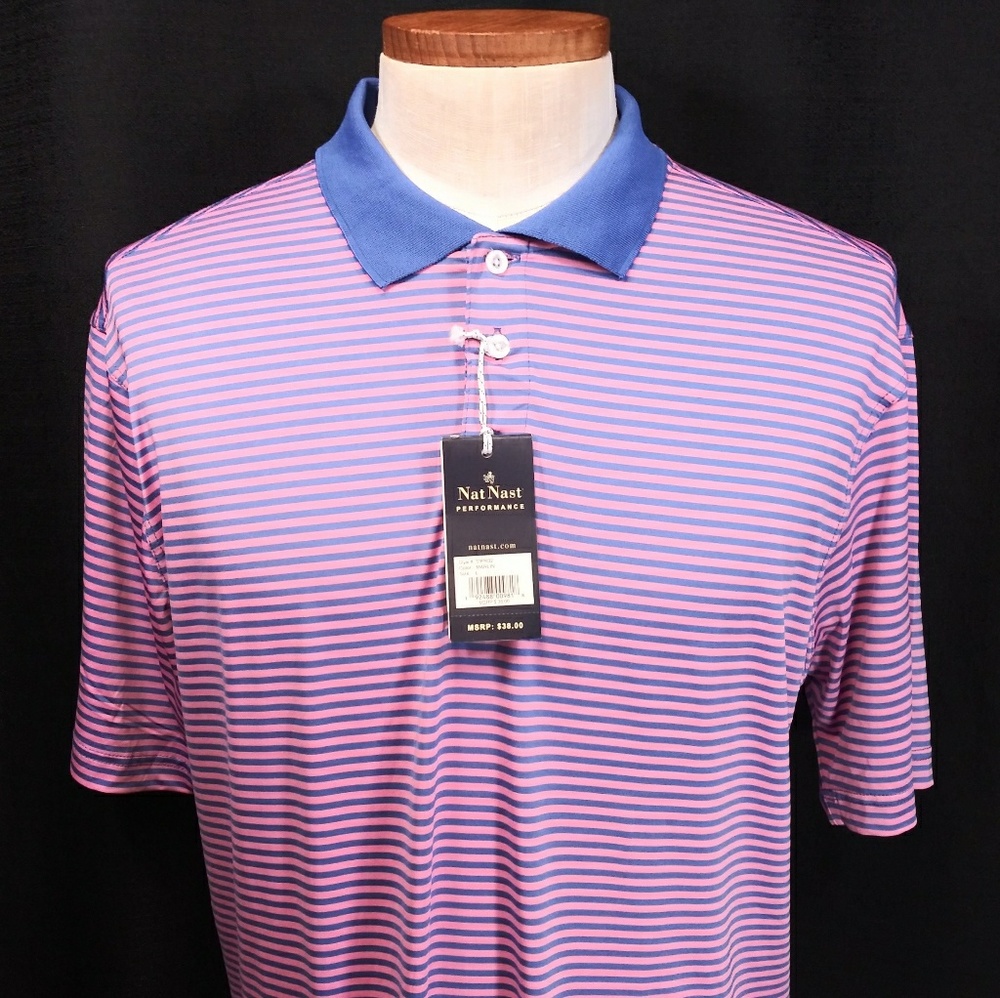 Nat Nast Luxury Golf Style Striped Polo Shirt